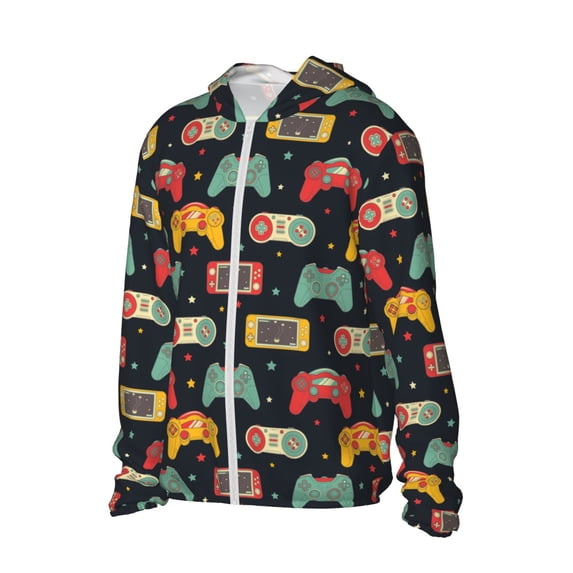 Picia Retro Video Game Women's Men's UPF 50+ Sun Protection Hoodie Shirt Long Sleeve SPF Fishing Outdoor UV Hiking Lightweight Shirts-Small