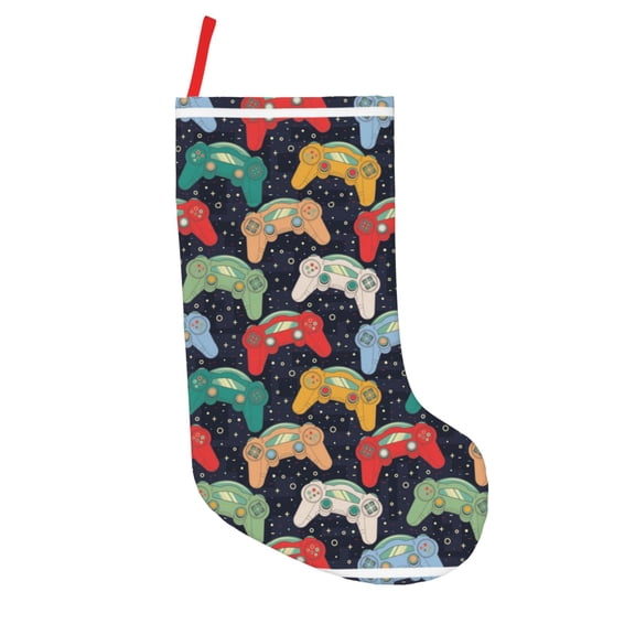 Picia Retro Video Game for 18in Christmas Stockings, Xmas Stocking for Kids, Holiday and Family Stocking for Fireplace or Party Decoration