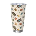 thumbnail image 1 of Picia Retro Vintage Tape Pattern 20 oz Tumbler Stainless Steel Vacuum Insulated Coffee Ice Cup Double Wall Travel Flask Dual Lid Water Bottle, Eco-friendly Car Cup-Without Straw, 1 of 8