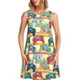 thumbnail image 1 of Picia Retro With Joysticks Print Women’s Sleeveless Midi Swing Dress – A-Line Pleated Tank Sundress, Comfortable and Flowy T-Shirt Dress, 1 of 7