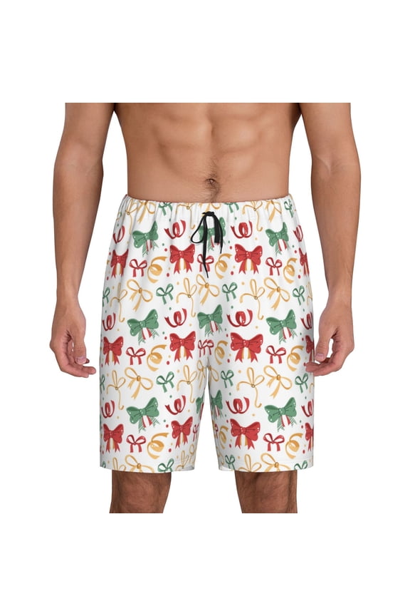 Retro bows Pattern Pajama Shorts for Men, Men's Pajama Bottoms, Sleepwear,Short Pajama Pants-Small