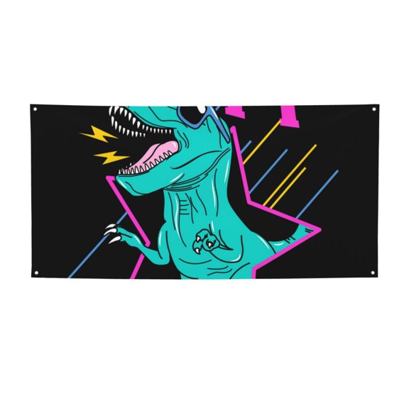Picia Rex Dinosaur With Sunglasses Pattern Party Banner, Festive Decoration, Holiday Banner, Celebration Decor, Event Banner, Reusable Party Banner-Small