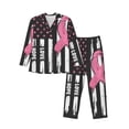 thumbnail image 1 of Picia Ribbon Breast Cancer Awareness Pattern Men’s Long-Sleeve Sleepwear Set - Soft 2-Piece Loungewear with Pockets, Comfy PJs for Relaxing Nights-Large, 1 of 7