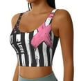 thumbnail image 1 of Picia Ribbon Breast Cancer Awareness Sports Bra for Women,Padded Strappy Sports Bras Medium Support Yoga Bra with Removable Cups,Running Yoga Bra-Large, 1 of 9