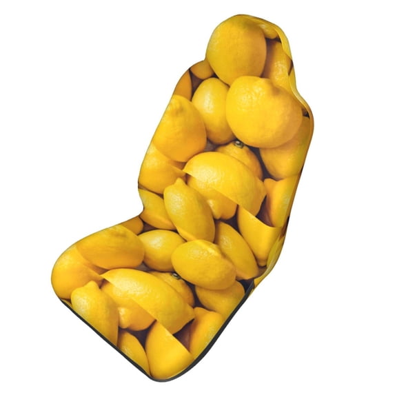 Picia Ripe Yellow Lemon Print Waterproof Sweating Car Seat Cover for Post Gym Workout, Running, Beach and Hiking, Universal Fit Anti-Slip Bucket Seat Protector