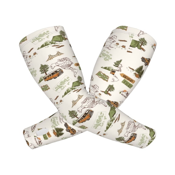 Picia Road Trip Arm Sleeves for Men and Women - Tattoo Cover Up UPF 50+ Cooling Sports Sleeve for Basketball Golf Football-One Size