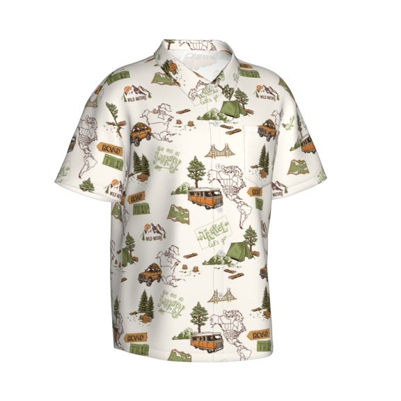 Picia Road Trip Gentle Cotton Regular Fit Short Sleeve Casual Hawaiian Shirt for Men-XX-Large