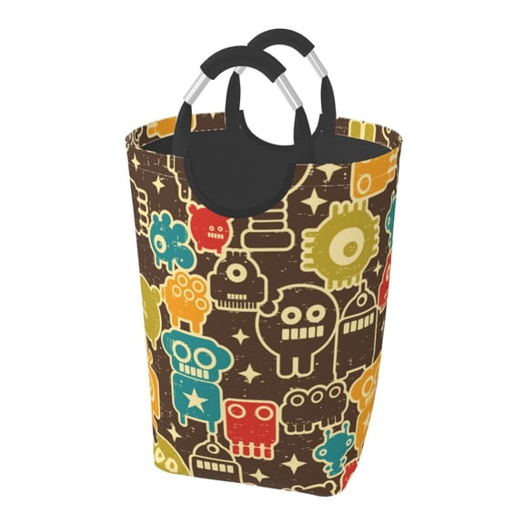 Picia Robot and Monsters Laundry Basket With Handles Laundry Hamper Toys Storage Organizer Foldable Bucket Washing Bin Dirty Clothes Bag For Home Bathroom Bedroom Dorm