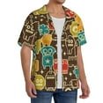 thumbnail image 1 of Picia Robot and Monsters Men's Linen Shirts Short Sleeve Cuban Beach Shirts Casual Shirts Button Down Shirt for Men Beach Summer Wedding Shirt-, 1 of 7
