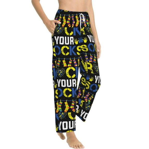 Picia Rock Your Socks Womens Soft Woven Cotton Elastic Waistband Sleep Pajama Pant Lounge Sleep Pant With Pockets And Drawstring-Large