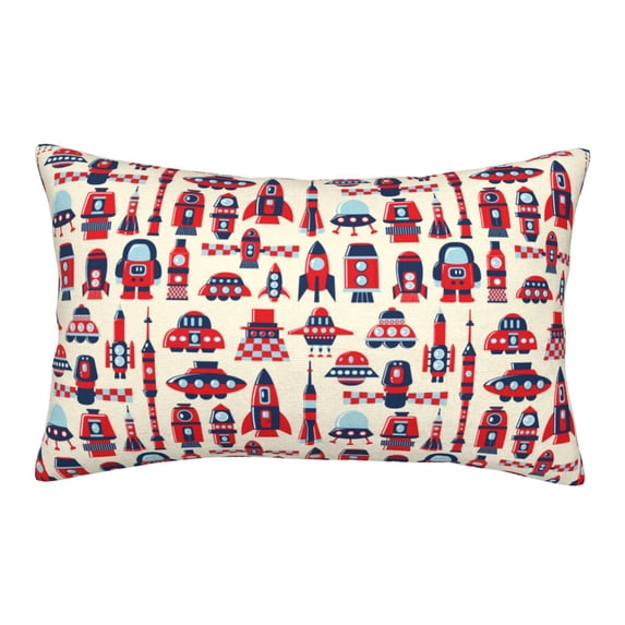 Picia Rocket Pattern Pattern Plush Pillow Case – Soft and Cozy Cushion Cover, Hypoallergenic Throw Pillow Case for Home Decor-20"x30"