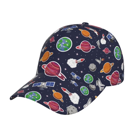Picia Rocket Satellite pattern Trucker Low Profile Hat Men Women Baseball Cap Dad Hat Adjustable Unconstructed Plain Cap