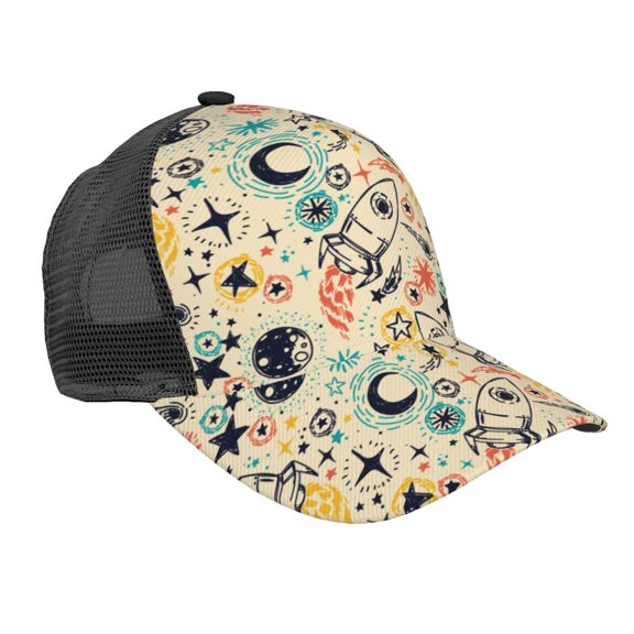 Picia Rockets Pattern Trucker Hat,Baseball Cap,Sun Protection Cap,Stylish Headwear,Leisure Cap,Outdoor Sports Cap