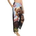thumbnail image 1 of Picia Romantic Floral Bear Womens Soft Woven Cotton Elastic Waistband Sleep Pajama Pant Lounge Sleep Pant With Pockets And Drawstring-Small, 1 of 9