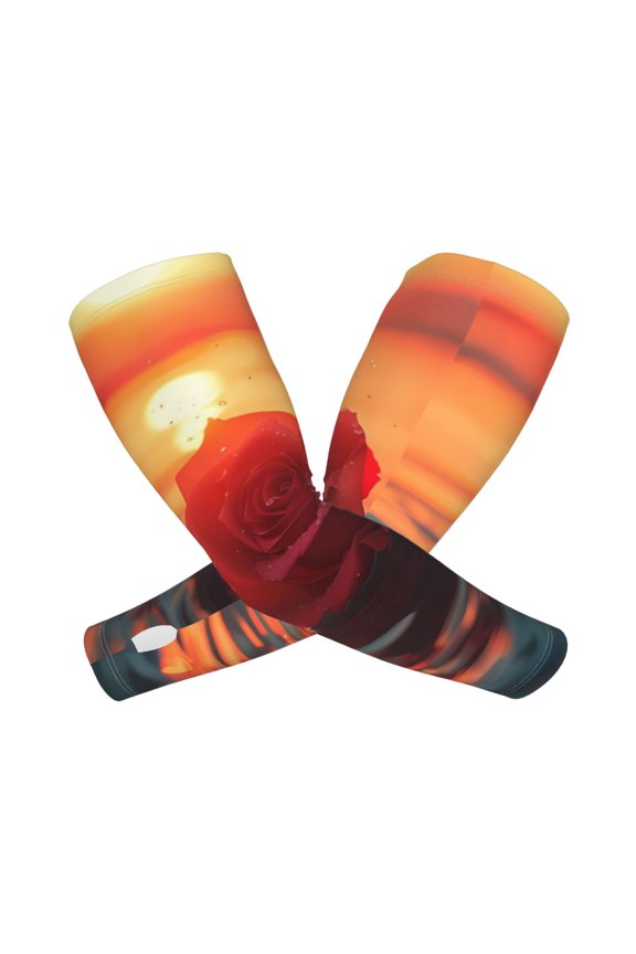 Romantic Roses Sunset Ocean Arm Sleeves for Men and Women - Tattoo Cover Up UPF 50+ Cooling Sports Sleeve for Basketball Golf Football-One Size
