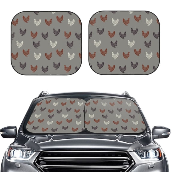 Picia Rooster 2 Piece Car Windshield Sun Shade Foldable | Foldable Sun Shield for Front Window Blocks UV Rays and Keeps Your Vehicle Cool-Small