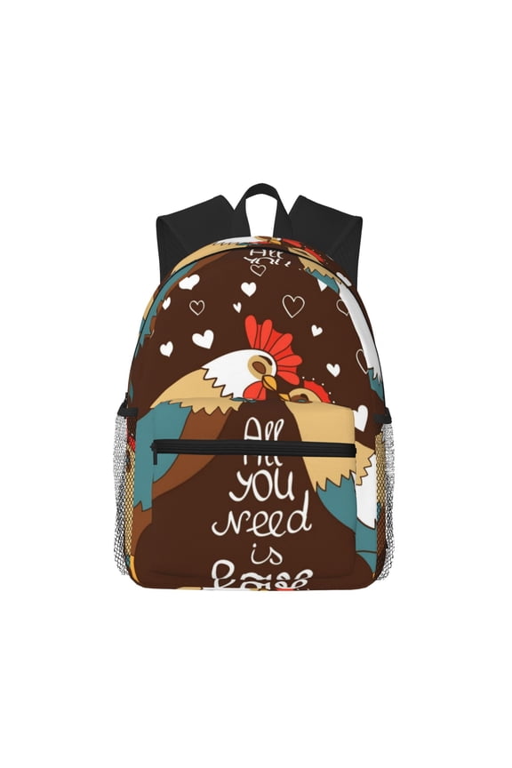 Rooster And Chicken Large Capacity Backpack Classic Style Backpack Casual Backpack Water-Resistant School Work Travel Outdoor Backpack