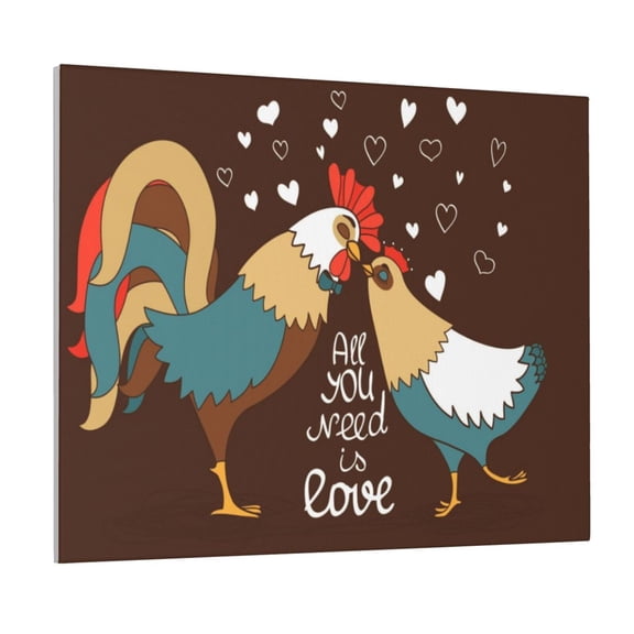 Picia Rooster And Chicken Pattern Decorative Picture – Unique Wall Art, Modern Canvas Print for Trendy Interiors (Horizontal)