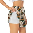 thumbnail image 1 of Picia Rooster Pattern Women's 2 in 1 Athletic Running Shorts High Waisted Workout Casual Gym Sweat Shorts with Comfy Liner Zipper Pockets-Large, 1 of 9