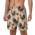 thumbnail image 1 of Picia Rooster pattern Mens Swim Trunks with Compression Liner Stretch Beach Shorts Quick Dry with Zipper Pockets No-Chafing Board Shorts-X-Large, 1 of 9