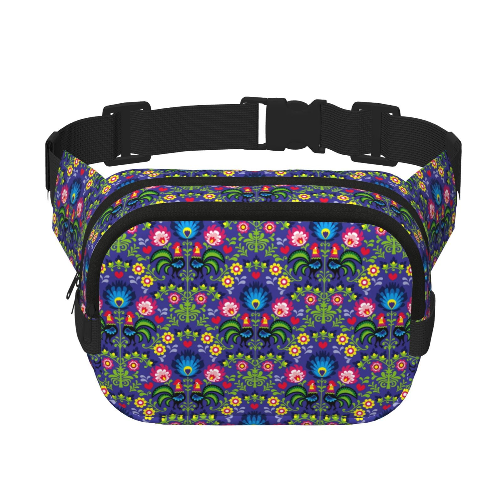 Picia Roosters 1 Print Square Double-Layer Waist Bag Mini Adjustable Waist Belt Bag Exercise Running Travel Hiking