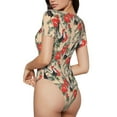 thumbnail image 1 of Picia Roosters And Peonies Flowers Womens One Piece Swimsuits Modest Tummy Control Bathing Suits Lace Up Slimming Swim Suit-Small, 1 of 1