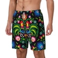 thumbnail image 1 of Picia Roosters and Flowers pattern Mens Swim Trunks with Compression Liner Stretch Beach Shorts Quick Dry with Zipper Pockets No-Chafing Board Shorts-Large, 1 of 9
