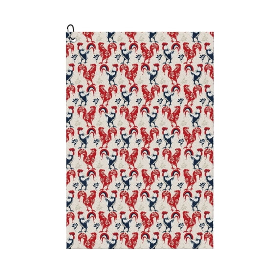Picia Roosters Microfiber Golf Towel (24" X 16") with Carabiner Clip, Waffle Pattern Hook - Golf Accessories and Gifts, Father's Day, Christmas, Birthday Gift