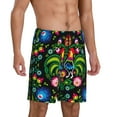 thumbnail image 1 of Picia Roosters and Flowers Pajama Shorts for Men, Men's Pajama Bottoms, Sleepwear,Short Pajama Pants-Small, 1 of 9