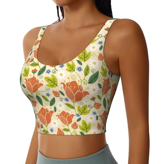 Picia Rose Daisy Sports Bra for Women,Padded Strappy Sports Bras Medium Support Yoga Bra with Removable Cups,Running Yoga Bra-XX-Large