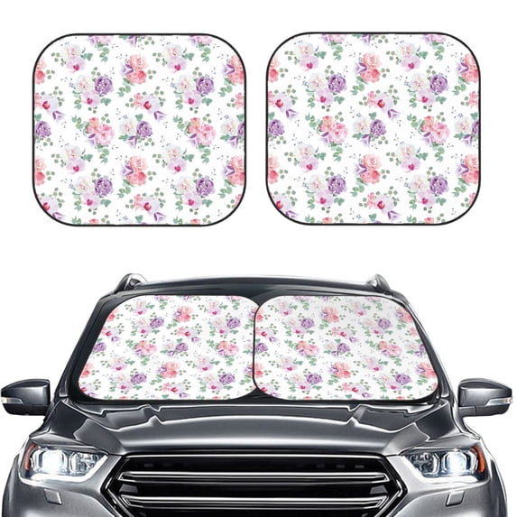 Picia Rose Flower B 2 Piece Car Windshield Sun Shade Foldable | Foldable Sun Shield for Front Window Blocks UV Rays and Keeps Your Vehicle Cool-Small