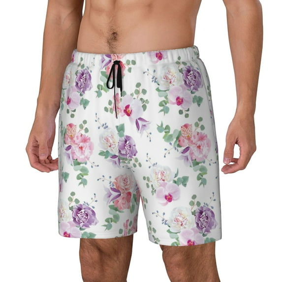 Picia Rose Flower B pattern Mens Swim Trunks with Compression Liner Stretch Beach Shorts Quick Dry with Zipper Pockets No-Chafing Board Shorts-3X-Large