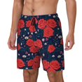 thumbnail image 1 of Picia Rose Flower pattern Mens Swim Trunks with Compression Liner Stretch Beach Shorts Quick Dry with Zipper Pockets No-Chafing Board Shorts-, 1 of 9