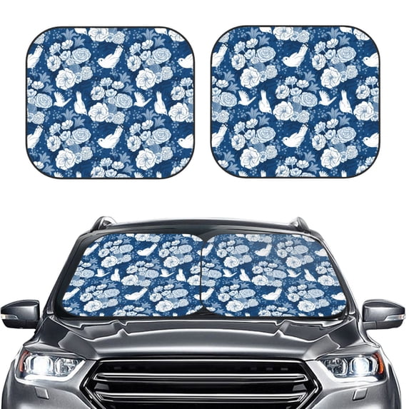 Picia Rose Flowers 2 Piece Car Windshield Sun Shade Foldable | Foldable Sun Shield for Front Window Blocks UV Rays and Keeps Your Vehicle Cool-Small