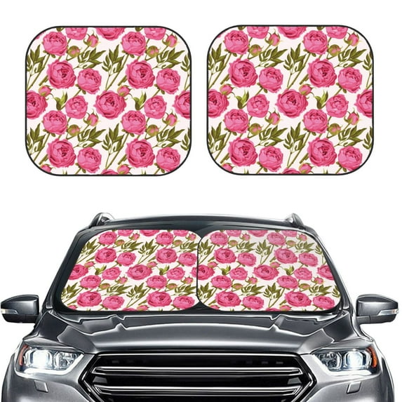 Picia Rose Flowers 2 Piece Car Windshield Sun Shade Foldable | Foldable Sun Shield for Front Window Blocks UV Rays and Keeps Your Vehicle Cool-