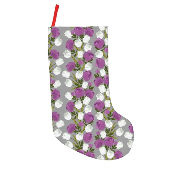 Picia Rose Flowers Pattern Christmas Stockings, 18 Inches Knit Christmas Stockings, Stockings Christmas Cable Knitted Xmas Hanging Stockings