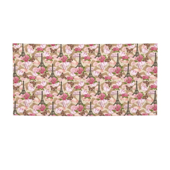 Picia Rose Flowers Pattern Party Banner, Festive Decoration, Holiday Banner, Celebration Decor, Event Banner, Reusable Party Banner-Medium