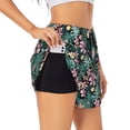thumbnail image 1 of Picia Rose Flowers Pattern Women's 2 in 1 Athletic Running Shorts High Waisted Workout Casual Gym Sweat Shorts with Comfy Liner Zipper Pockets-XX-Large, 1 of 9