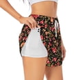 thumbnail image 1 of Picia Rose Flowers Pattern Women's 2 in 1 Athletic Running Shorts High Waisted Workout Casual Gym Sweat Shorts with Comfy Liner Zipper Pockets-Small, 1 of 9