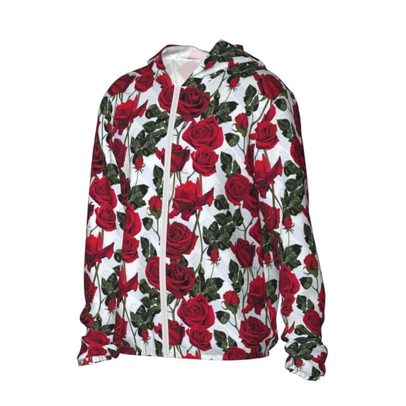 Picia Rose Flowers Women's Men's UPF 50+ Sun Protection Hoodie Shirt Long Sleeve SPF Fishing Outdoor UV Hiking Lightweight Shirts-Large