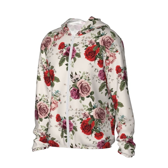 Picia Rose Flowers Women's Men's UPF 50+ Sun Protection Hoodie Shirt Long Sleeve SPF Fishing Outdoor UV Hiking Lightweight Shirts-Medium