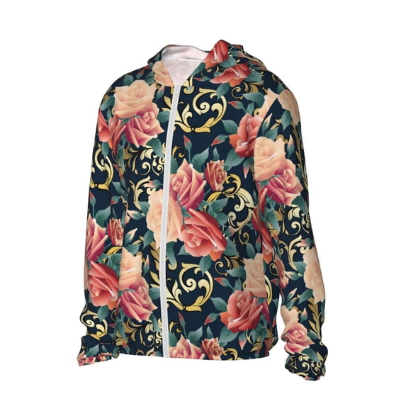 Picia Rose Flowers Women's Men's UPF 50+ Sun Protection Hoodie Shirt Long Sleeve SPF Fishing Outdoor UV Hiking Lightweight Shirts-Medium