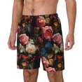 thumbnail image 1 of Picia Rose Flowers pattern Mens Swim Trunks with Compression Liner Stretch Beach Shorts Quick Dry with Zipper Pockets No-Chafing Board Shorts-XX-Large, 1 of 9