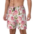 thumbnail image 1 of Picia Rose Flowers pattern Mens Swim Trunks with Compression Liner Stretch Beach Shorts Quick Dry with Zipper Pockets No-Chafing Board Shorts-Small, 1 of 9