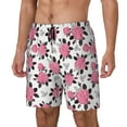 thumbnail image 1 of Picia Rose Flowers pattern Mens Swim Trunks with Compression Liner Stretch Beach Shorts Quick Dry with Zipper Pockets No-Chafing Board Shorts-Small, 1 of 9