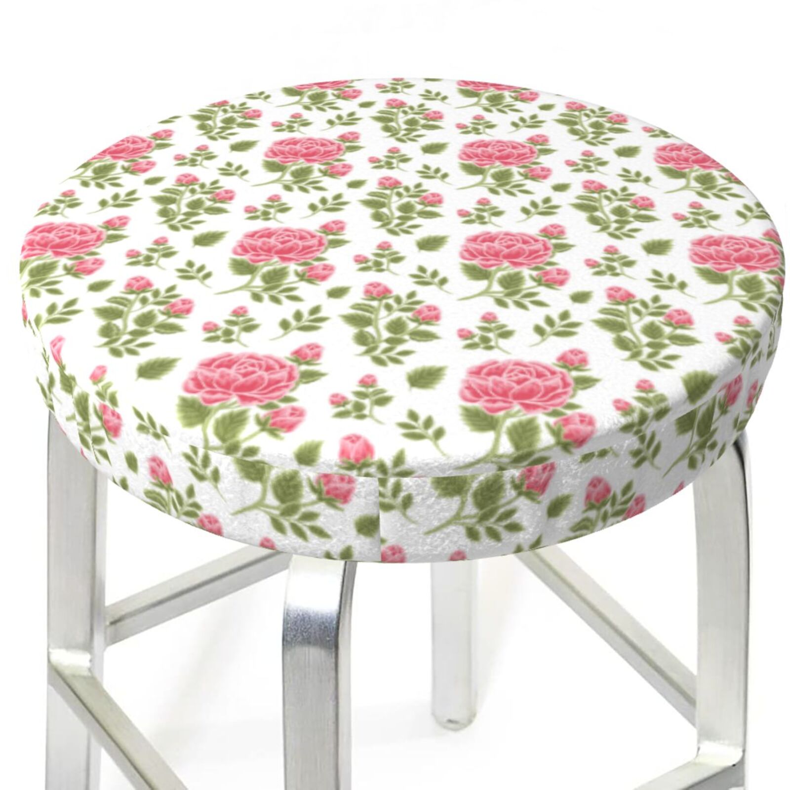 Picia Rose Flowers pattern Round Stool Covers Comfy Seat Covers Stretch