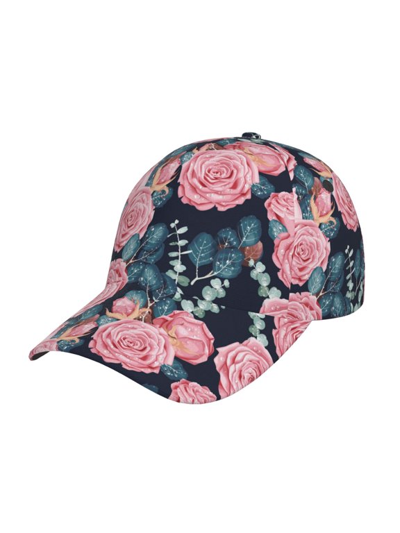 Rose Flowers pattern Trucker Low Profile Hat Men Women Baseball Cap Dad Hat Adjustable Unconstructed Plain Cap