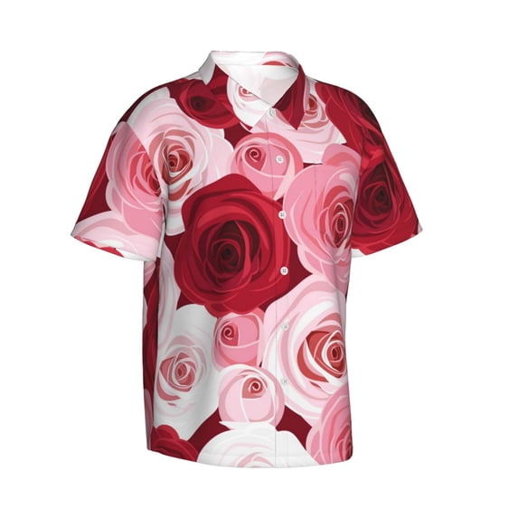 Picia Rose Gentle Cotton Regular Fit Short Sleeve Casual Hawaiian Shirt for Men-3X-Large