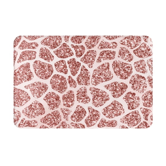 Picia Rose Gold Abstract Spots Pattern Flannel Doormat 16x24 Inch Non-Slip Indoor Mat, Absorbent & Quick-Dry Rug for Entryway, Bathroom, Kitchen, and Bedroom, Machine Washable