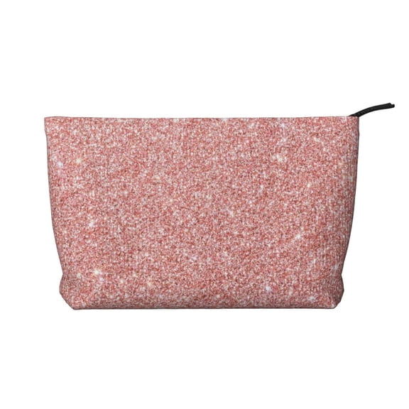 Picia Rose Gold Glitter Printed Cosmetic Bags for Women Makeup Bag Large Capacity Purse Travel Toiletry Zipper Storage Pouch Make up Brushes Organizer for Gifts